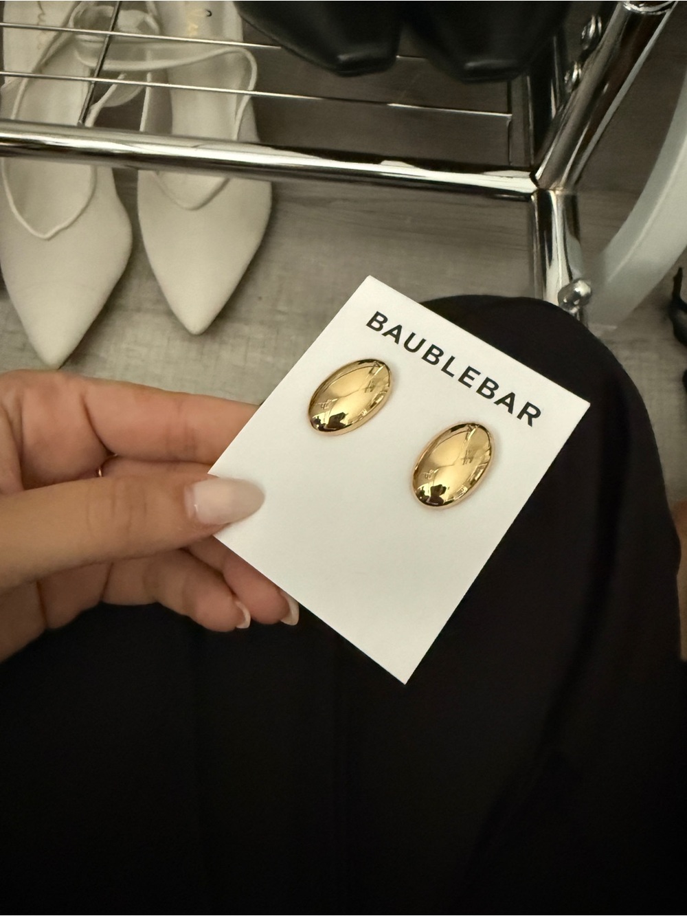 BaubleBar Shiny Gold Oval Stud Earrings